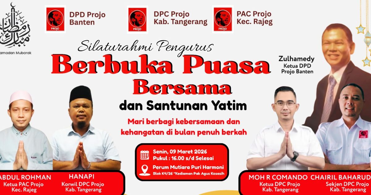 Silaturahmi PAC Projo Kecamatan Rajeg di isi dengan Santunan Anak Yatim dan Buka Puasa Bersama.