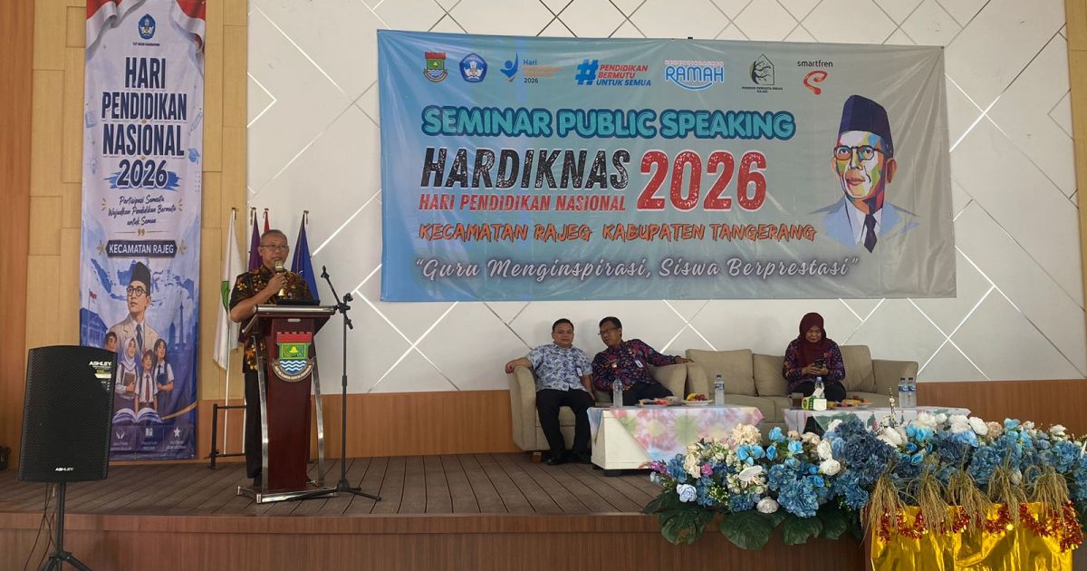 Camat Rajeg Hadiri Seminar Publik Speaking Peringatan Hardiknas 2026 di GSG Kecamatan Rajeg